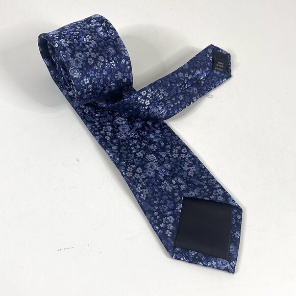 Pronto Uomo 100% Silk Necktie Tie Blue Floral 3 x 59 1/2 Cool Formal - Picture 2 of 3